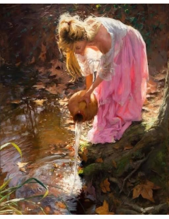 Tytuł: Dziewczyna z dzbanem nad potokiem, Autor: 