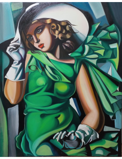 Tytuł: Dziewczyna w rękawiczkach, w zielonej sukience, Autor: 