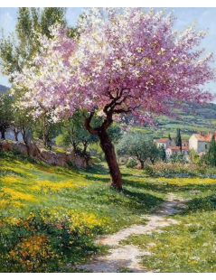 Tytuł: Pejzaż, kwitnąca jabłoń, Autor: 