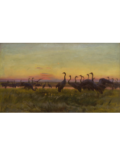 Tytuł: Józef Chełmoński, Zachód słońca, Żurawie, Autor: 