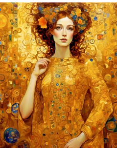 Tytuł: Kobieta w złotej sukni a'la Klimt, Autor: Gustav Klimt