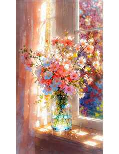 Tytuł: kolorowy bukiet kwiatów, kosmosy, Autor: 