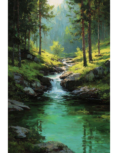 Tytuł: Szmaragdowy las z potokiem, Autor: 