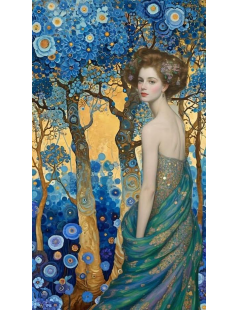 Tytuł: Dziewczyna w niebieskich kwiatach a'la Klimt, Autor: 